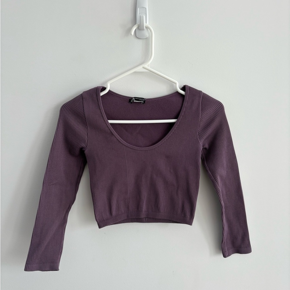 Zara Ribbed Mauve Crop Top